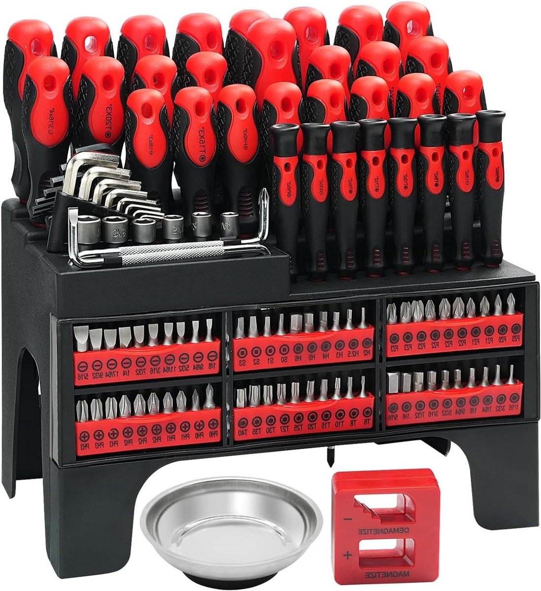 Precisie Schroevendraaierset - Reparatieset Gereedschap - Apparaat Onderhoud - Magnetische Bits - 118 Delig - Rood