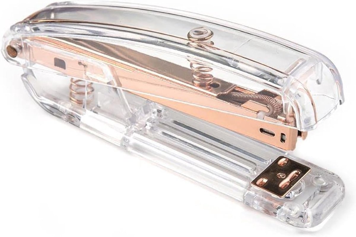 Transparante Roze Gouden Acryl Bureaustapler met 1000 Nietjes voor Thuis, School en Kantoor Accessoires