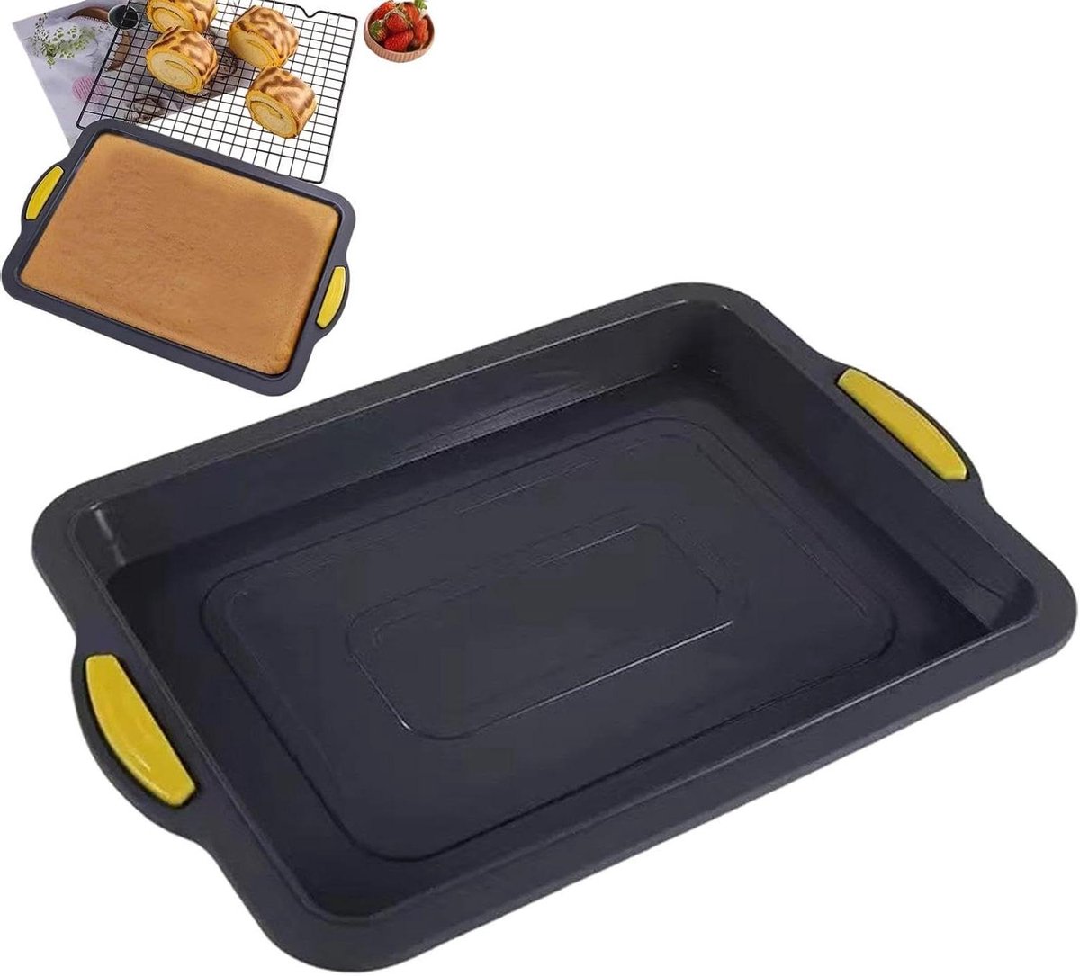Bakplaat Rechthoekig Ovenplaat Kwart Formaat Bakken en Braden Antiaanbak Siliconen 34x24cm Grijs