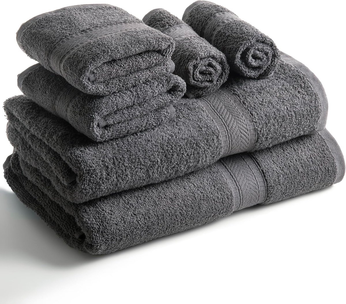 Washandjes - Donkergrijs gezichtsdoeken - 6 delige set - Inclusief 2 badhanddoeken - 2 handdoeken en 2 gezichtsdoeken - Geschikt voor dagelijks gebruik - katoen - Zeer absorberend - Geschikt voor gebruik in de badkamer - Donkergrijs