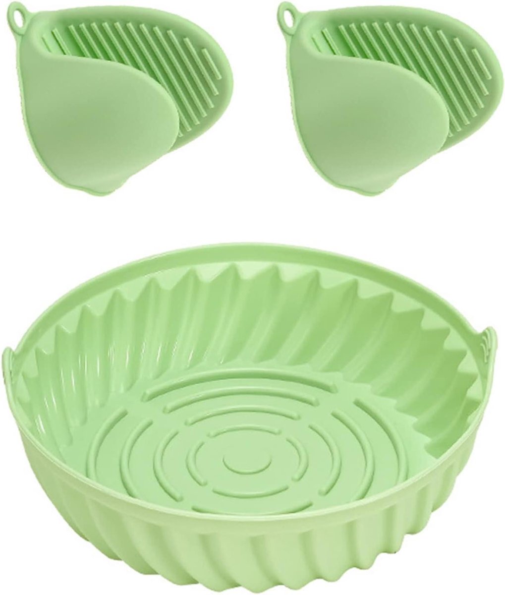 Siliconen Bakvorm - Airfryer Accessoire - Veelzijdig Koken - Met Handvatten - 22 cm - Zwart