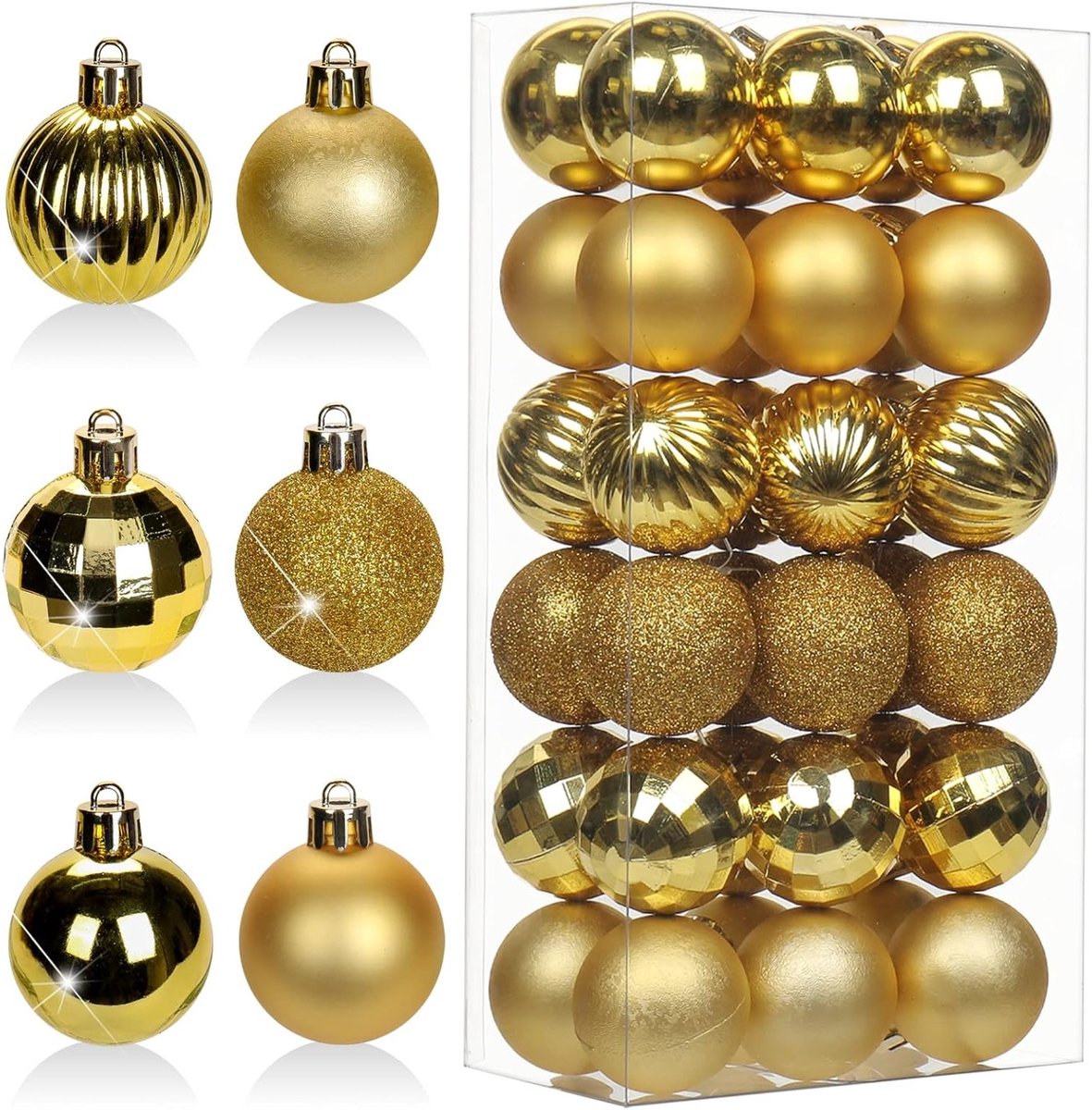 Set van 36 kerstballen 4 cm - Plastic kerstboomdecoraties met ophangring voor feesten, bruiloften en thuisdecoratie