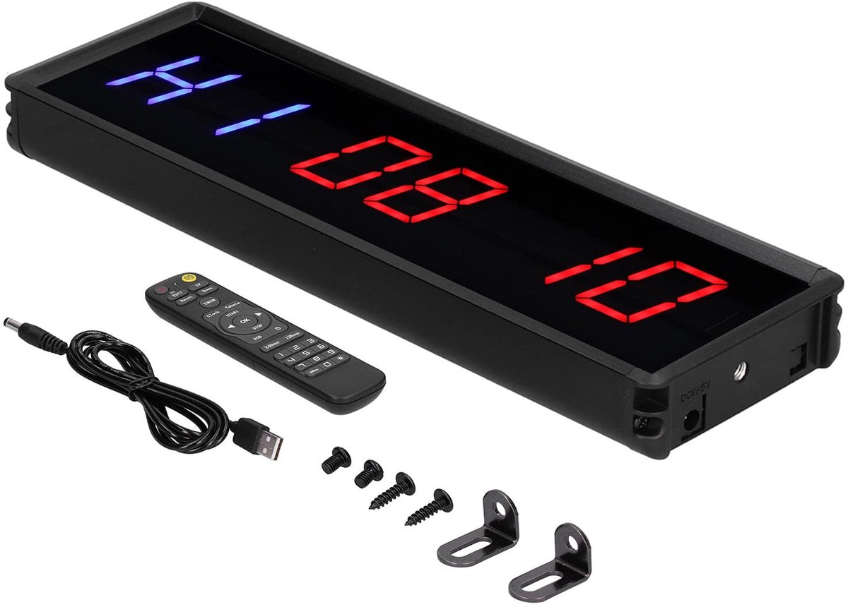 Dailygoody - OmGoods - Dailygoody - Gym Ultra Clear LED Interval Timer - Digitale Trainingstimer - Muur Timer voor Home Gym - Licht - Stopwatch met Afstandsbediening - Gesch