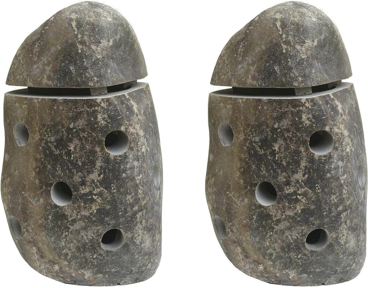 Stenen Lantaarns - Tuindecoratie Steen - Tuin Verlichten - Uniek Steenhouwwerk - 40-45 cm - Grijs