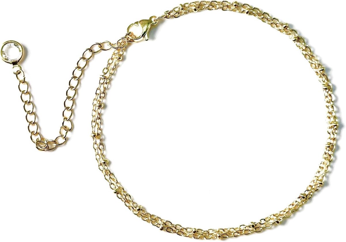 Elegante Gouden Enkelband voor Vrouwen - Verstelbare Waterdichte Multi-laags Sieraden, Perfect Cadeau voor Meisjes en Vrouwen met Luxe Zwart Geschenkdoos
