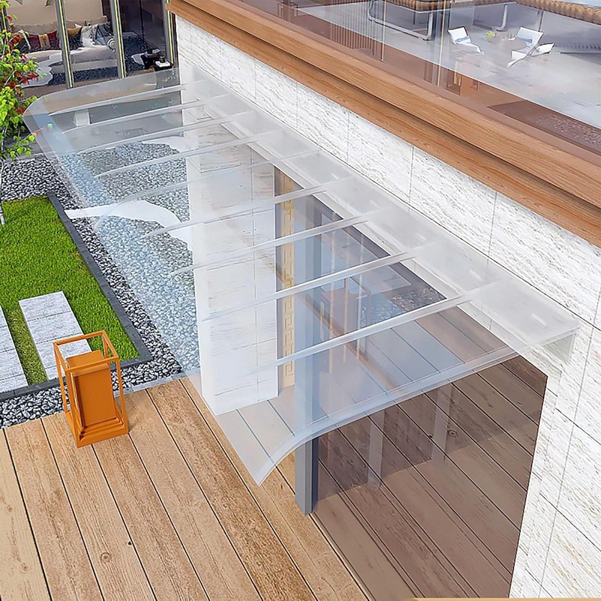 Voordeur Luifel - Regenkap Deur - Droog Blijven - Onzichtbaar Polycarbonaat - 40 x 140 cm - Transparant