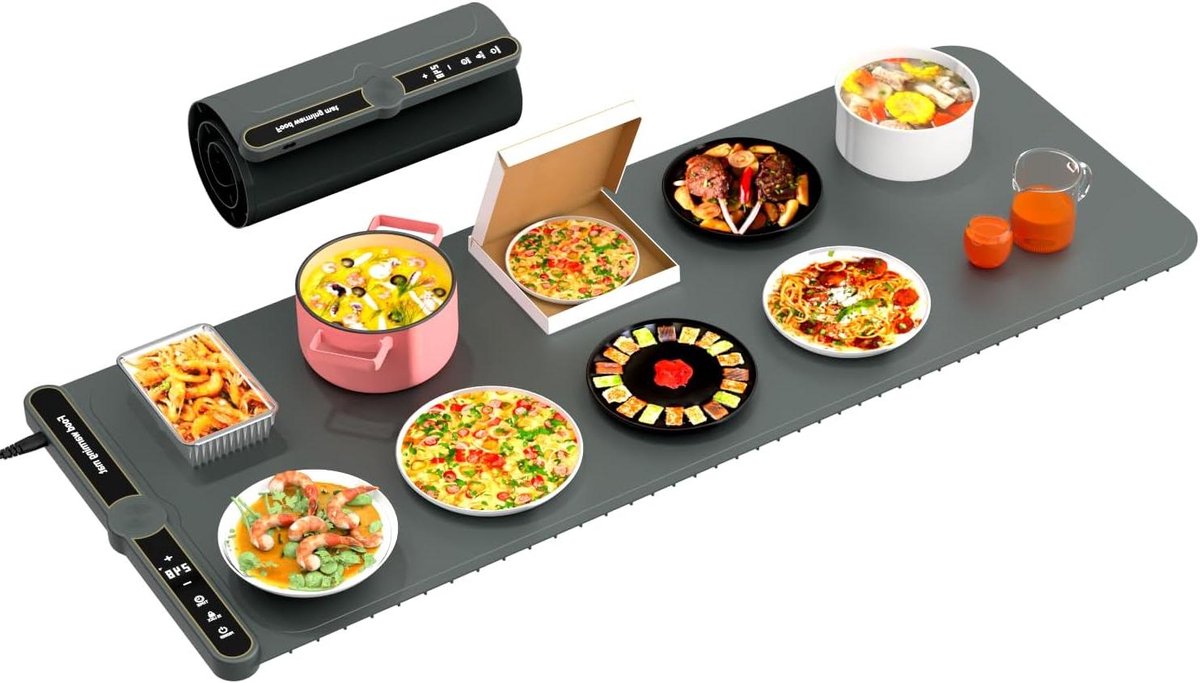 Verwarmingsmat Voedsel - Elektronische Warmhouder - Buffet Warm Houden - 9-Traps Temperatuur - 40 X 15 Inch - Grijs