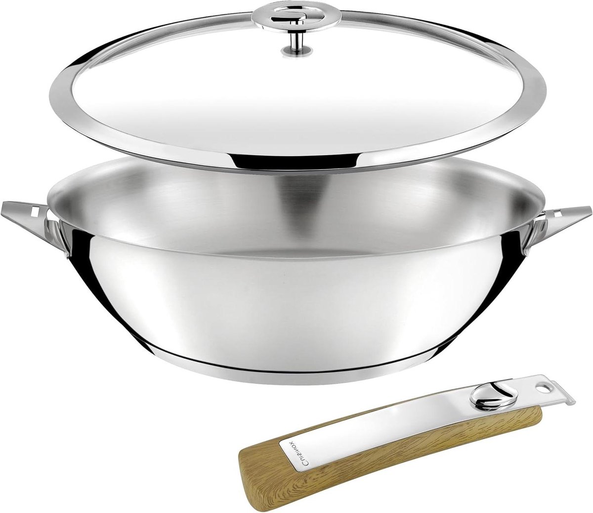 Roestvrijstalen Wok - Roerbakpan - Allerlei Gerechten - Ingekapselde Bodem - 28 cm - Zilverkleurig