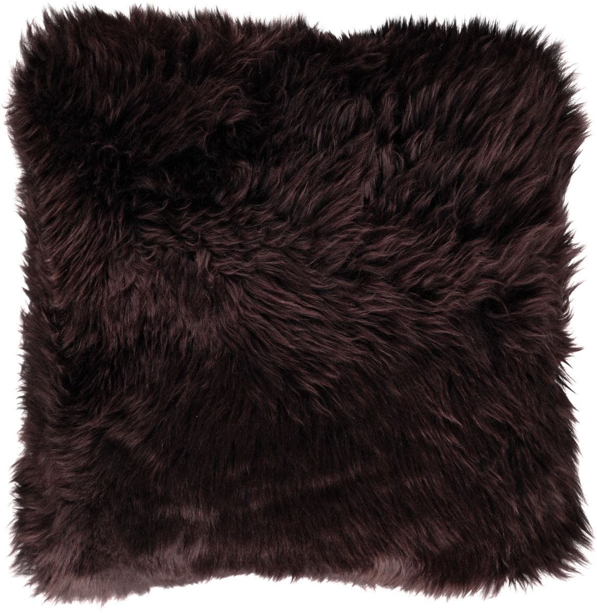 Sheepskin House Langharig Schapenvacht Kussen - 35x35 cm Chocolate