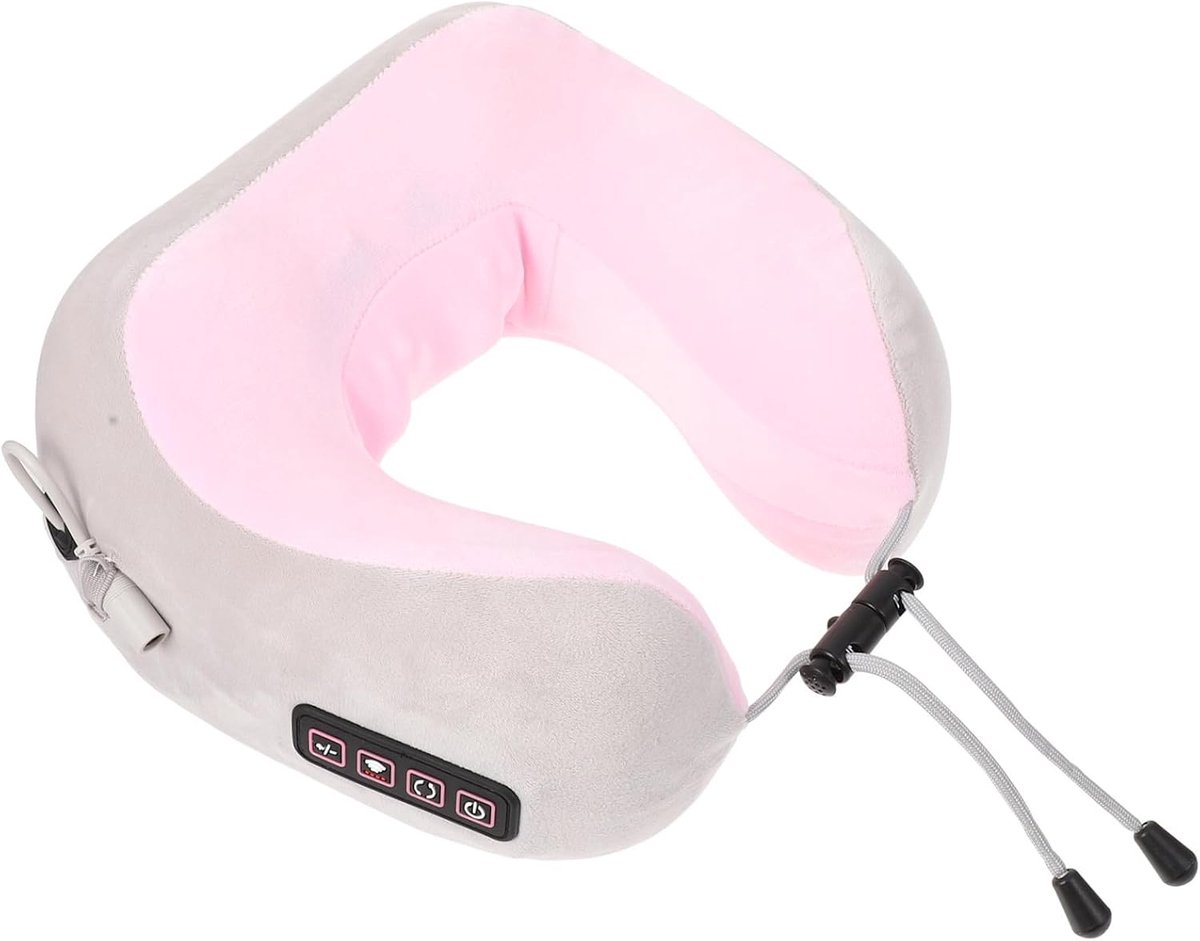 Halsmassageapparaat - Nekverwarmer - Ontspanning - Warmtefunctie - 24.5 cm - Roze
