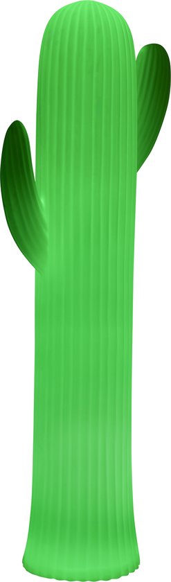 Groene cactuslamp met ribbeltextuur.