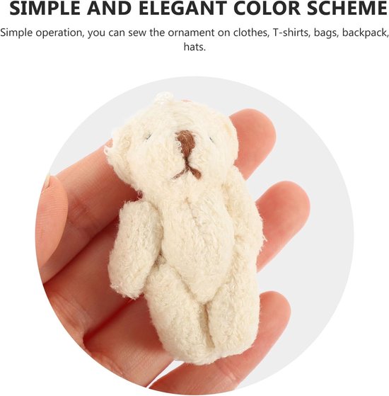 Mini Pluche Beertjes - Knutsel Beren - Doe-het-zelf Decoratie - Gewrichtsmodel - 5 Stuks - Beige van MINI — afbeelding 5