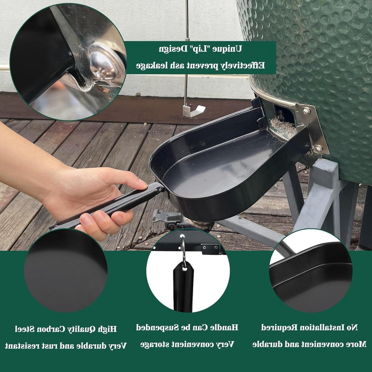 As Opvangbak - As Schep - Grill Reinigen - Gecoate Stalen Constructie - 1 Ounce - Zwart