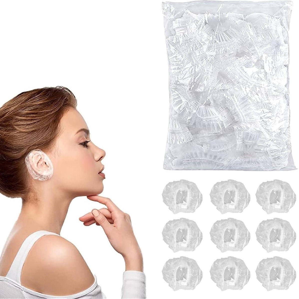 aladdien - Waterdichte Oorkappen - Elastische Band - Ideaal voor Douche en Haarverf - Transparant - Spa - Comfortabele bescherming voor oren - Gesch...