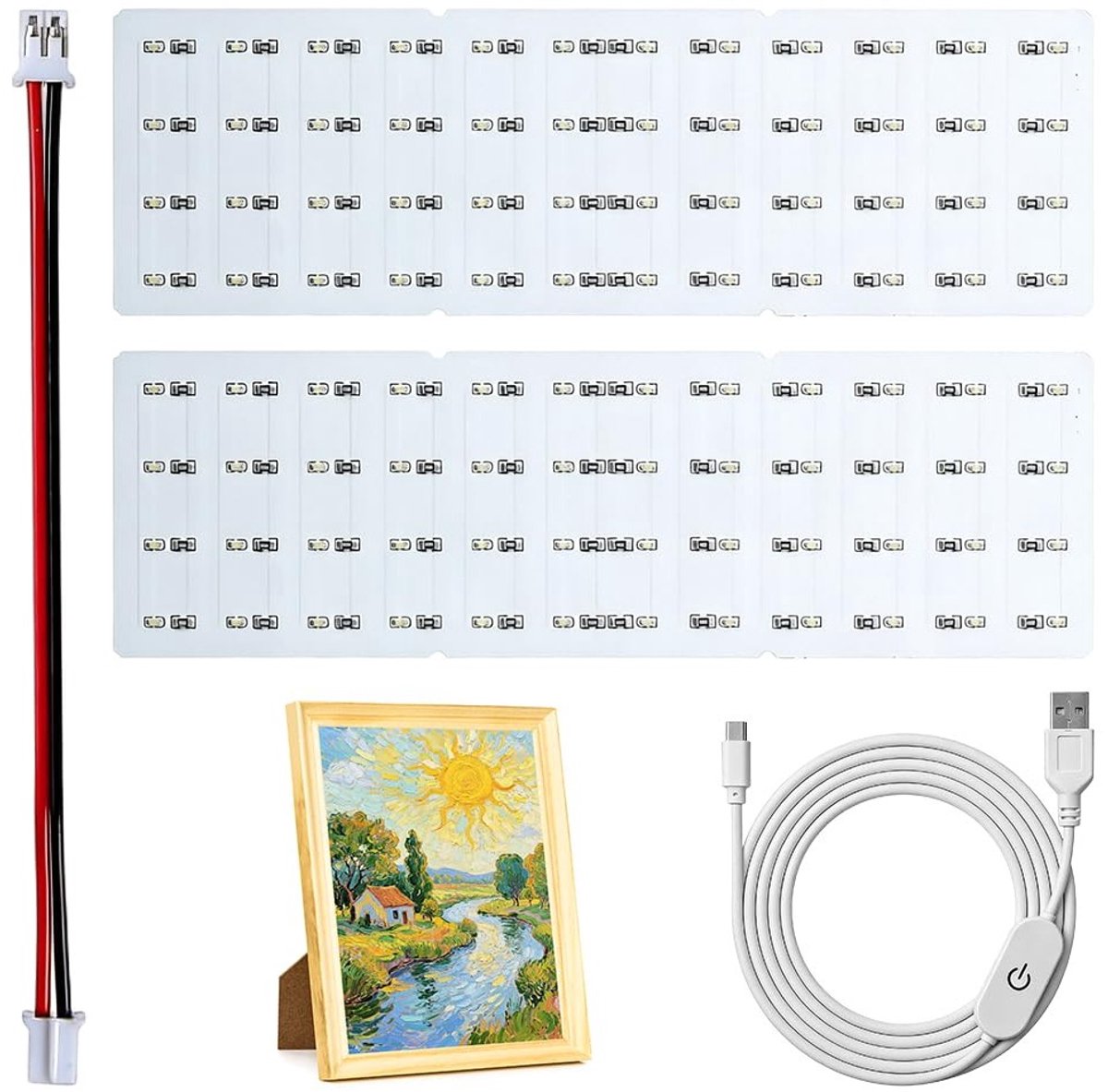 LED Backlight Board Kit voor 3D Printers, Geschikt voor Lighphane en Bamboo Modellen, Inclusief USB Voedingskabel en PCB Lichtbord (2)