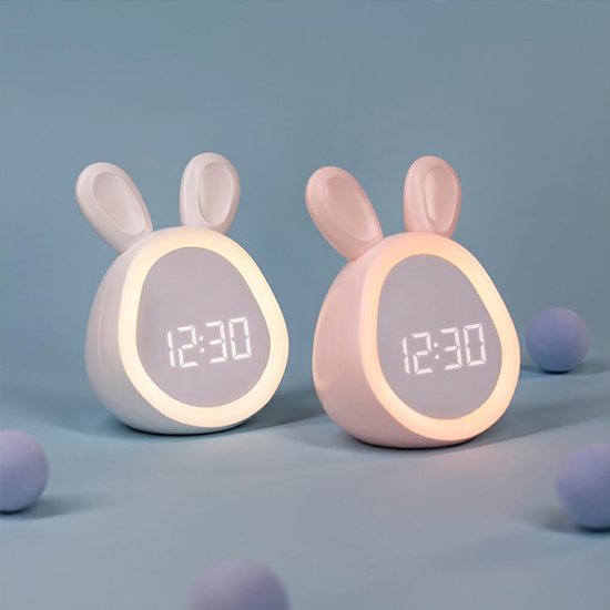 Kinderwekker Digitaal - Nachtlamp Bureau - Wakker Worden - Instelbaar Nachtlampje - 11.2 cm - Roze — afbeelding 3