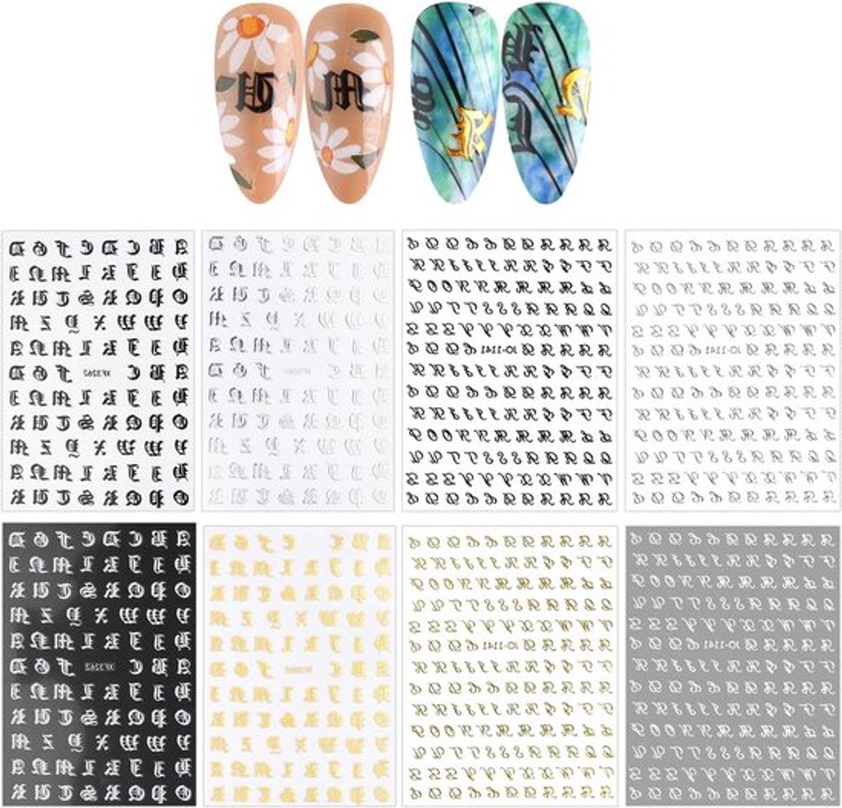 Nagelstickers voor doe-het-zelf nagelkunst en decoratie met retro design