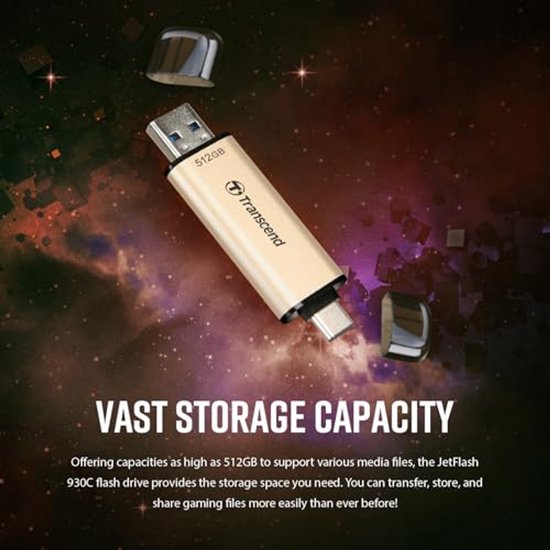 USB Flash Drive - Geheugenstick Gegevensdrager - Snelle Data Overdracht - Dubbele Aansluiting - 128 GB - Goudkleurig — afbeelding 4