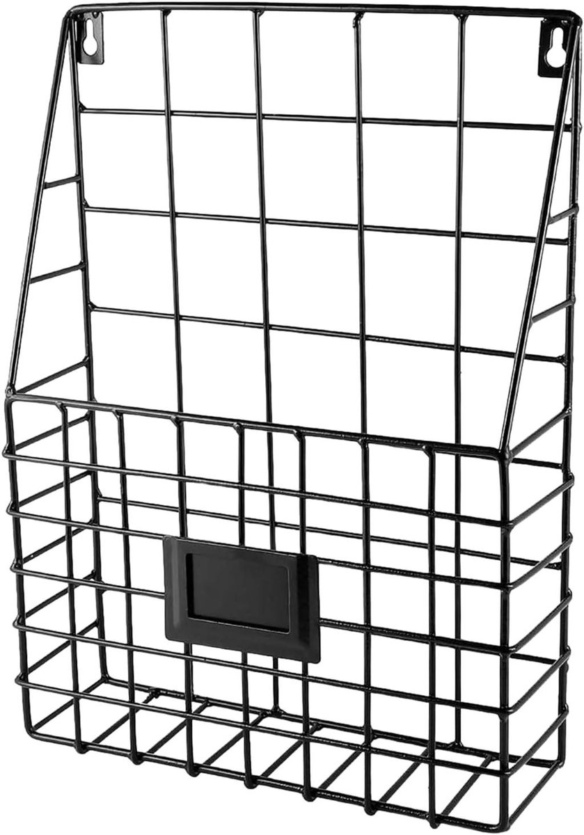 Wand documenthouder - Opbergrek metaal - Documenten organiseren - Ruim interieurontwerp - 407 x 313 x 122 cm - Zwart