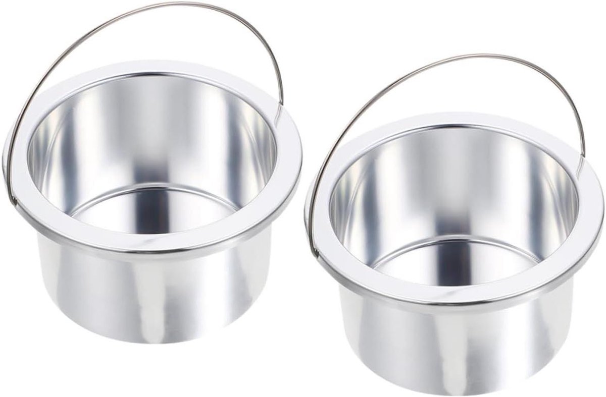 Wax Smeltkroes - Binnenpot Waxapparaat - Ontharen Thuis - Druipvrije Gietuitloop - 2 Stuks - Zilver