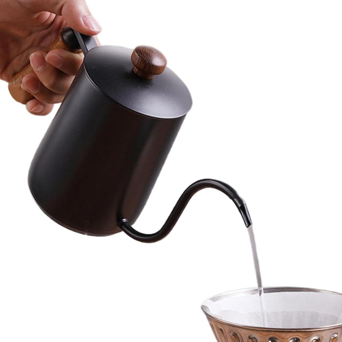 Giet over waterkoker - Koffieketel - Koffie zetten - Lange smalle tuit - 600 ml - Zilverkleurig