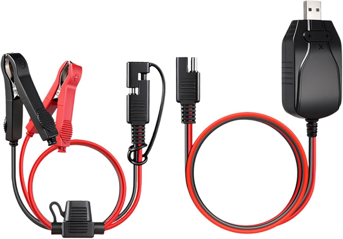 Motorlader - Accu Onderhouder - Accu Opladen - Intelligente Druppellader - 180 cm kabel - Zwart