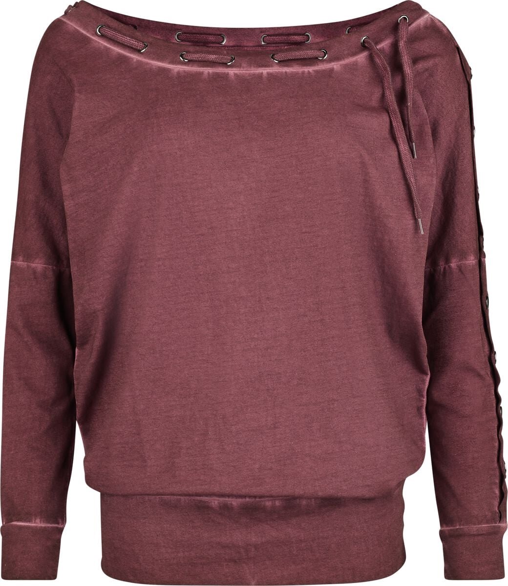 R.E.D. Rock-Engineered Design bordeaux gemêleerd shirt met lange mouwen en veter - Dames - S