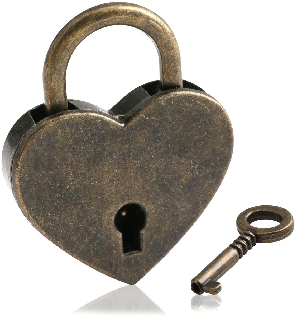 aladdien - Vintage decoratief hangslot - Hartvormig liefdesslot - Gepersonaliseerde geschenken - Brons - Sleutel inbegrepen - Perfect voor Valentijn..