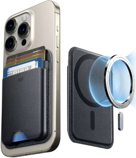 ESR HaloLock Wallet Boost - Magnetische Kaarthouder - Compatibel met MagSafe en HaloLock - Portemonnee voor 4 Pasjes - Portemonnee - Zwart