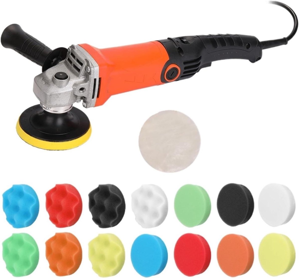Elektrische Polijstmachine - Waxmachine Meubels - Auto Meubels Polijsten - Verstelbare Snelheid - 1200 W - Zwart Oranje