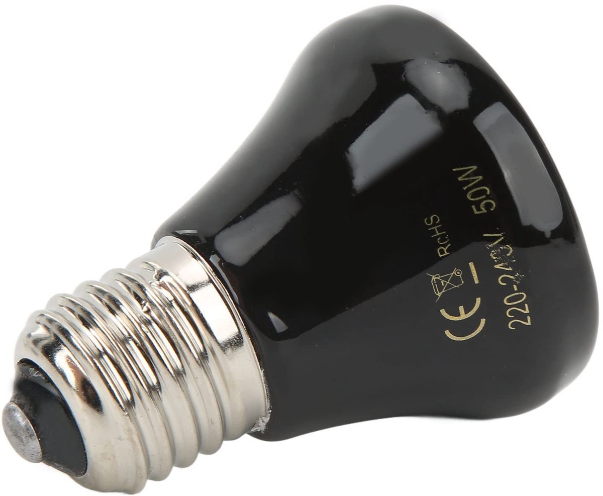 aladdien - Mini Keramische Reptielen Warmtelamp - Infrarood Warmtestraler - Huisdierverwarmer - Zwart - Geschikt voor Hagedissen, Reptielen, Kippen