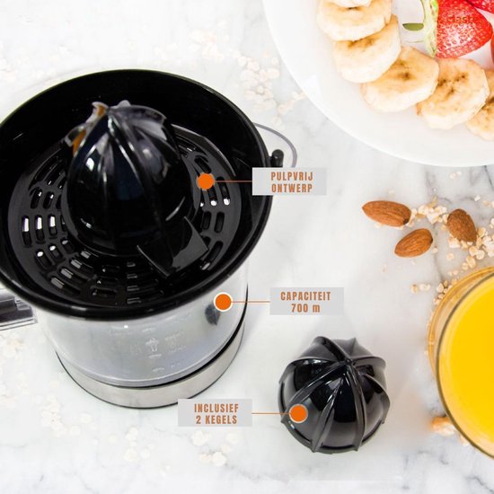 KAD® Sapcentrifuge - Elektrische Sapcentrifuge voor Fruit en Groenten - Smoothie Maker & Slowjuicer - Zwart en Zilver - 15cm x 15cm x 21cm van Merkloos — afbeelding 5