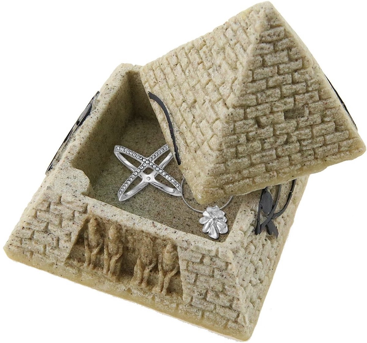 aladdien - Egyptische Piramide - Eye of Horus - Sieradenbox - 9 x 9 x 8.5 cm - Decoratief - Pyramidensculptuur - Geschikt voor Binnen