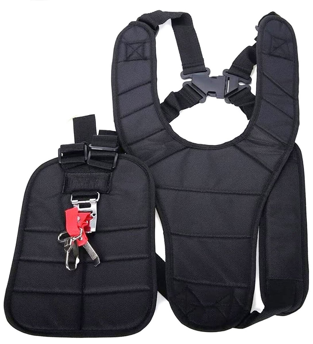 aladdien - Dubbele trimmer-schouderriem - Verstelbare schouderriem - Comfortabel - Zwart - Ideaal voor bosmaaier en grastrimmer - Vermindert schoude...
