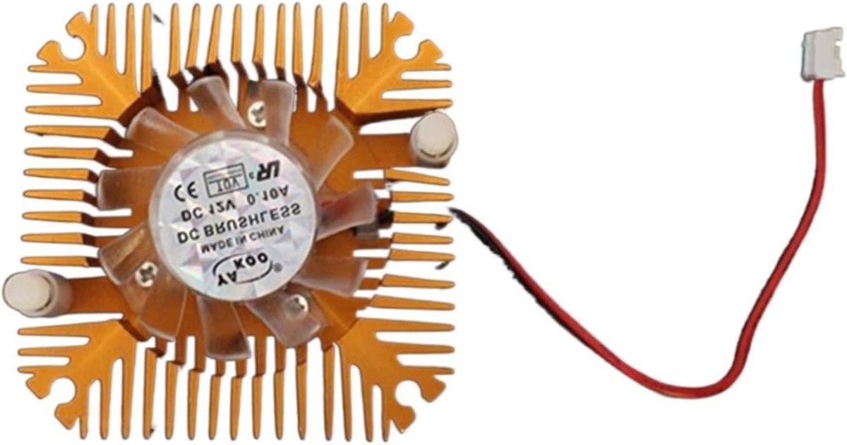 Aluminium Heatsink - Ventilator Koeler - LED Koeling - Actieve Ventilatie - 58x55x14mm - Goud