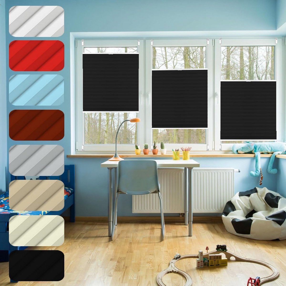 Geplooide Jaloezie Verduisterend 120 x 30 cm privacybescherming, met kreukeleffect, zonder