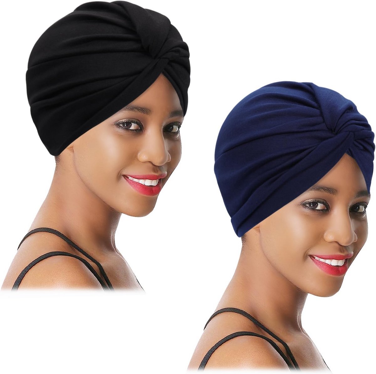 Set van 2 Zachte Katoenen Turbans en Mutsen voor Dames met Haarverlies