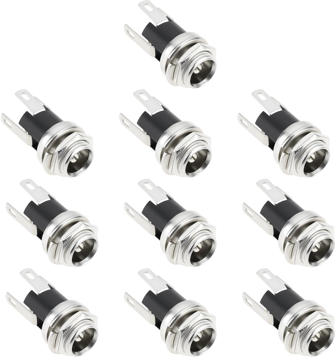 ONF3 - DC Socket - 5.5mm x 2.5mm - 10 Stuks - Vrouwelijke Soldeer Connector - Zilver
