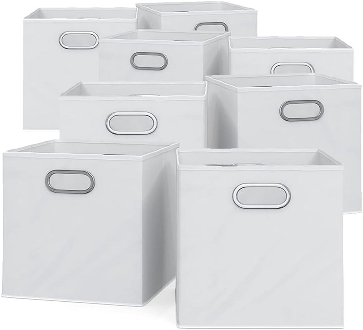 Set van 8 Opbergboxen Wit Kubus 30x30x30 cm Vouwdozen voor Kasten
