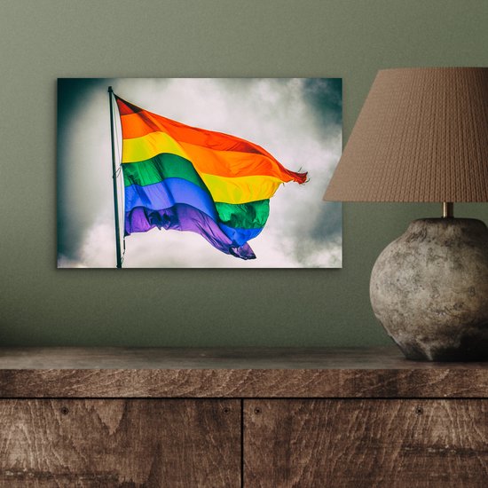 Photo d'un drapeau arc-en-ciel Aluminium 30x20 cm - petit - Tirage photo sur aluminium (décoration murale en métal)