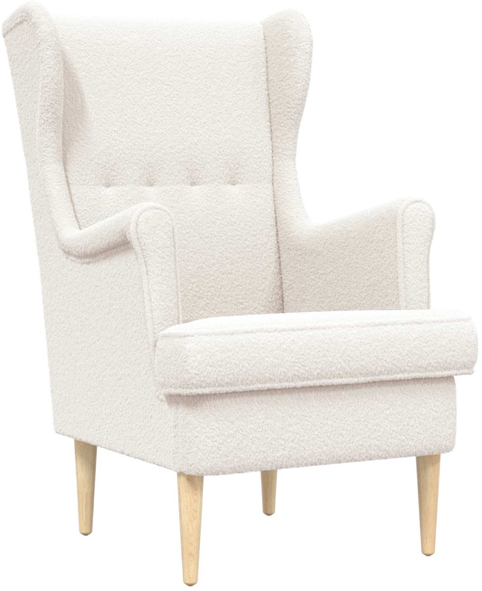 vidaXL - Fauteuil - Crèmekleurig - Bouclé