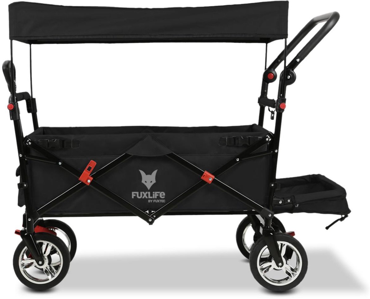FUXLIFE by FUXTEC CT800 Bolderkar Handkar - Opvouwbaar - Zwart | Ideaal voor Strand, Festival & Boodschappen - Transportwagen - Max. 75kg