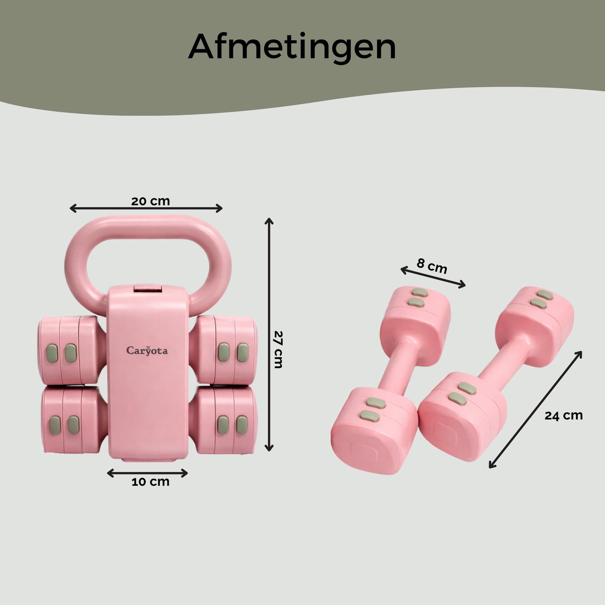 Caryota 2-in-1 Verstelbare Kettlebell & Dumbbell Set - Roze - 5.5 kg - Veelzijdige Krachttraining Fitness Gewichten voor Thuis en Sportschool – foto 4