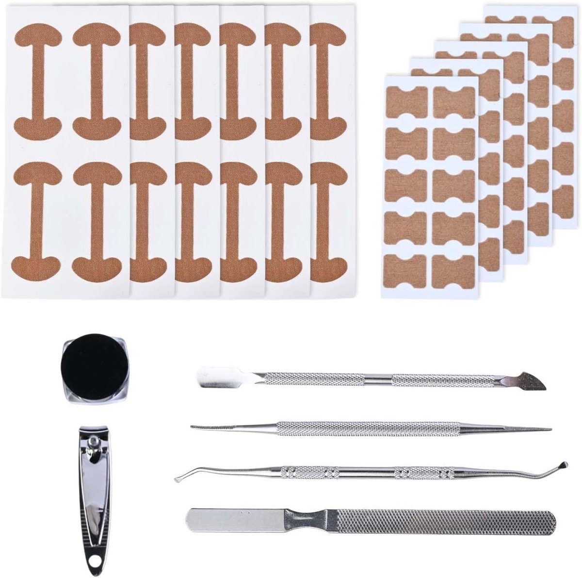 Complete Pedicure Set voor Ingegroefde Teennagels, 16-delige Set met Nagelknipper, Correctiestrepen en RVS Gereedschap voor Effectieve Voetverzorging en Pijnverlichting Thuis