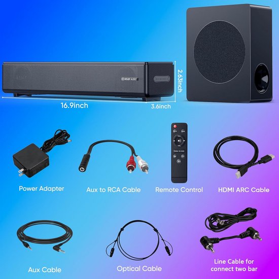 Draadloze Soundbar met Subwoofer en Dolby Digital voor Televisie — afbeelding 2