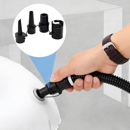 Opblaasbare adapter set - Luchtventiel mondstukken - Watersport accessoires - 4 multifunctionele stuks - Compact formaat - Zwart van Merkloos — afbeelding 3