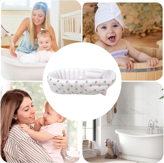 Baby Reisbad - Opblaasbadje - Veilig Baden - Compact Opvouwbaar - 90 x 55 cm - Beer — afbeelding 5