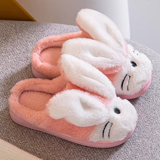 Babyslofjes - Konijn print - Thuis warm - Zachte voering - 12-18 maanden - Roze — afbeelding 5