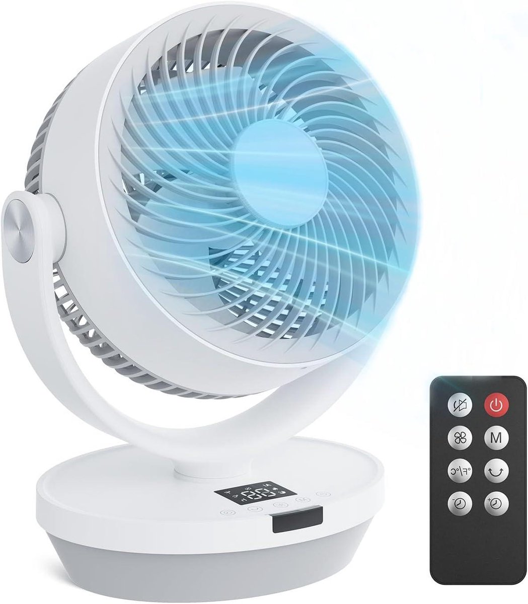 Tafelventilator - Ventilator Stille - Comfort Verhogend - Afstandsbediening - 120 Graden - Wit