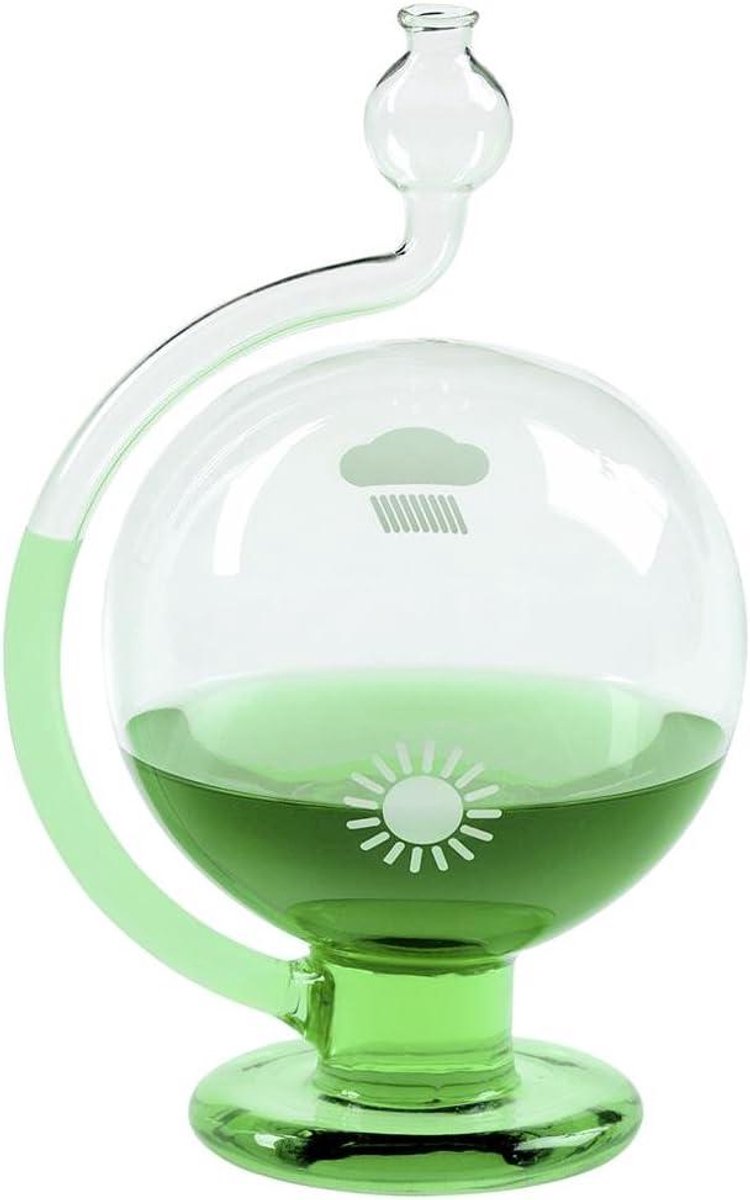 Weerbal Barometer - Glas Weersvoorspeller - Lokale Weersvoorspelling - Goethe Principe - 12 x 10 x 18 cm - Transparant